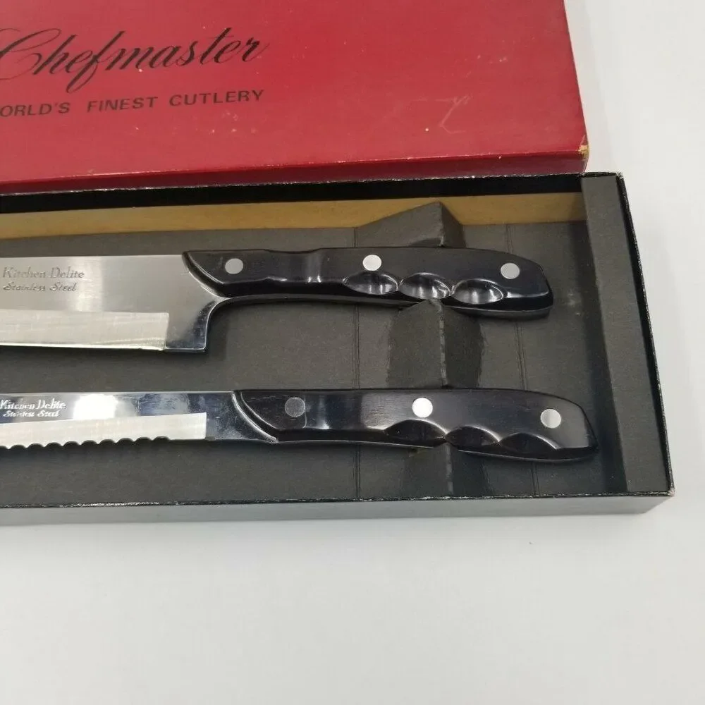 Vintage Chefmaster Kitchen Delite Stainless Steel 2-piece Cutlery Set USA New